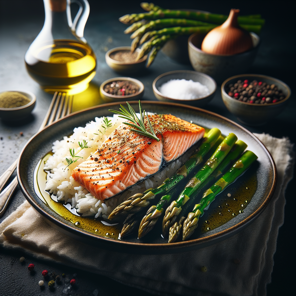 Salmon with Rice and Asparagus