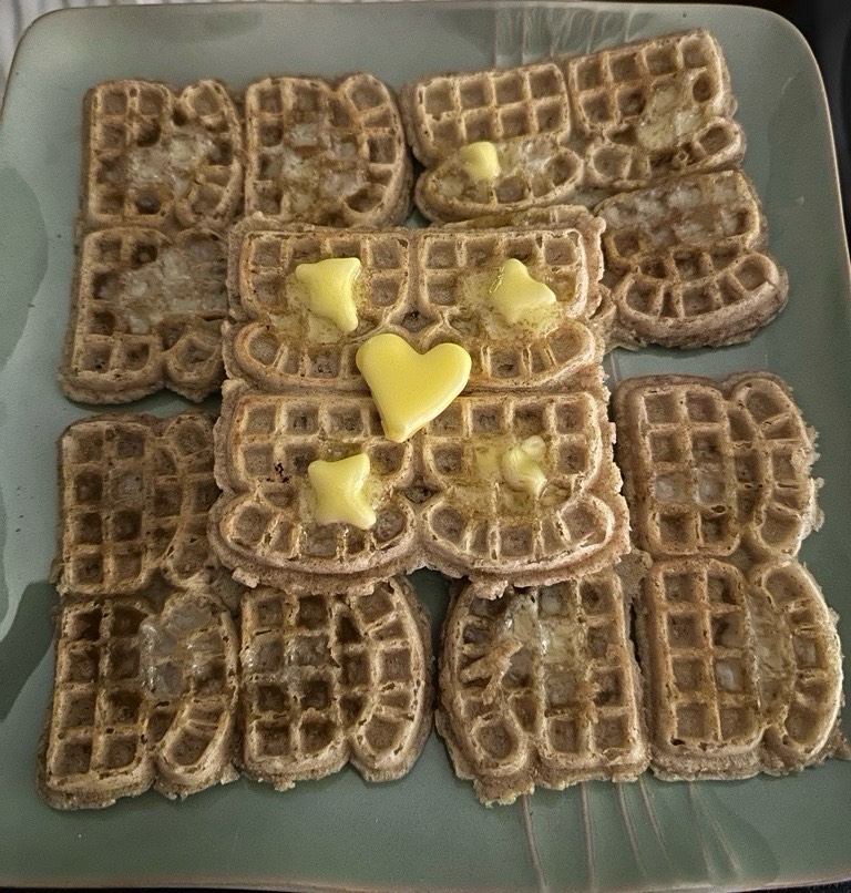 waffles with butter and syrup